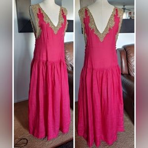 MES DEMOISELLES Gold Leaf Maxi Dress